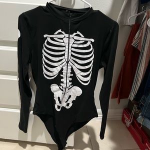 Black skeleton detail body suit